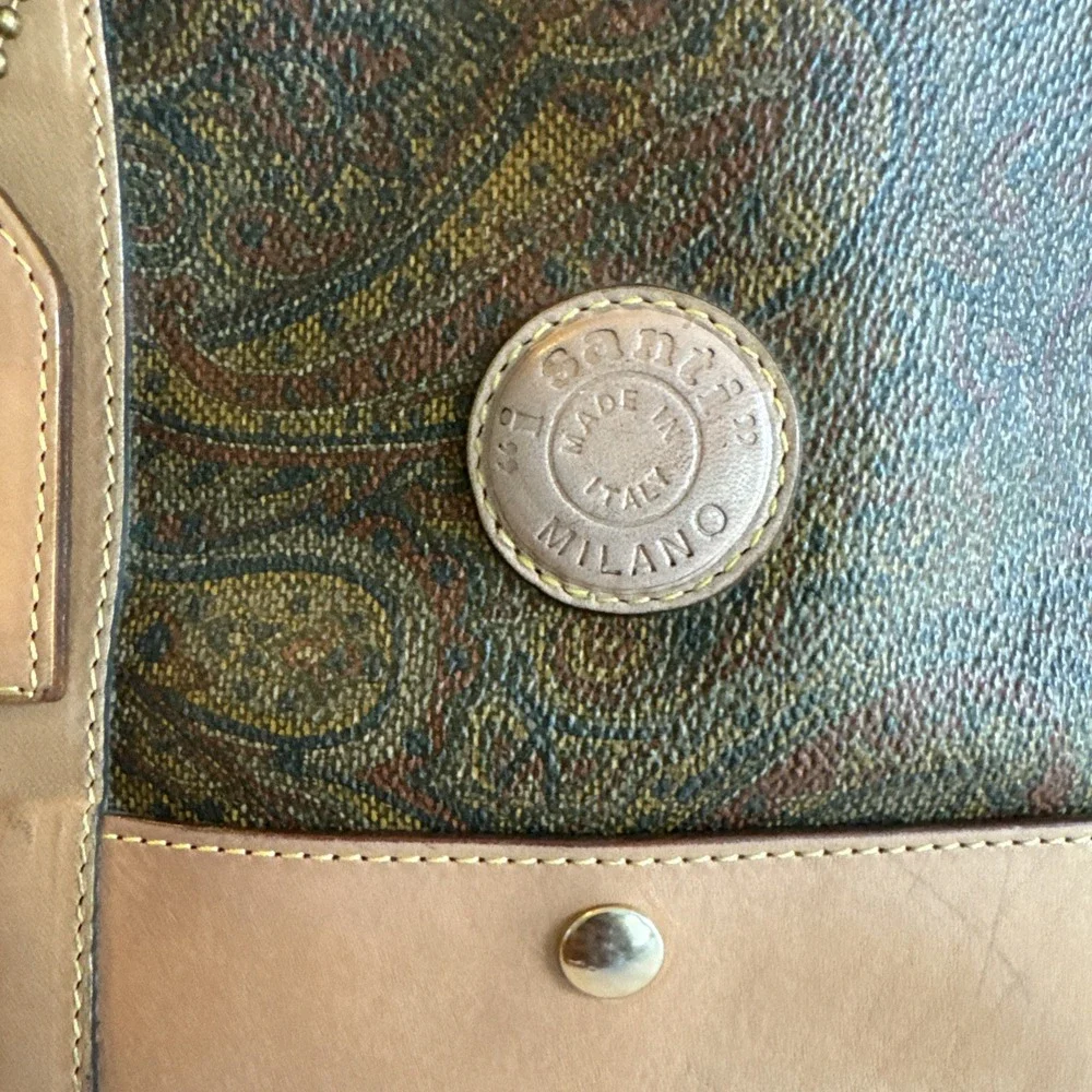 I Santi Milano Paisley Vintage Leather Purse Bag Inc COA Appraisal made in Italy